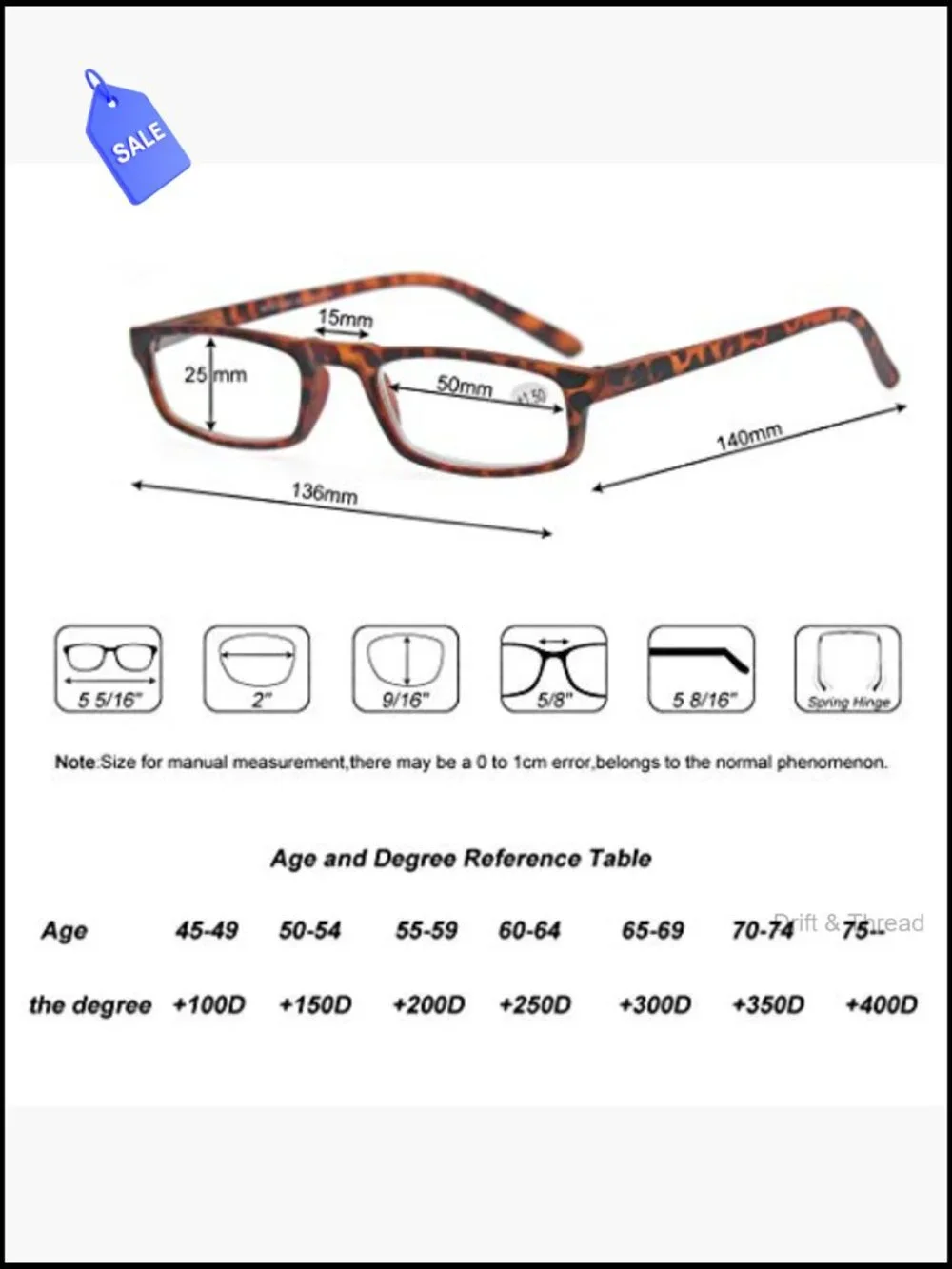 Reading Glasses +2.5 Strength 4 Pack Spring Hinge for Men Women